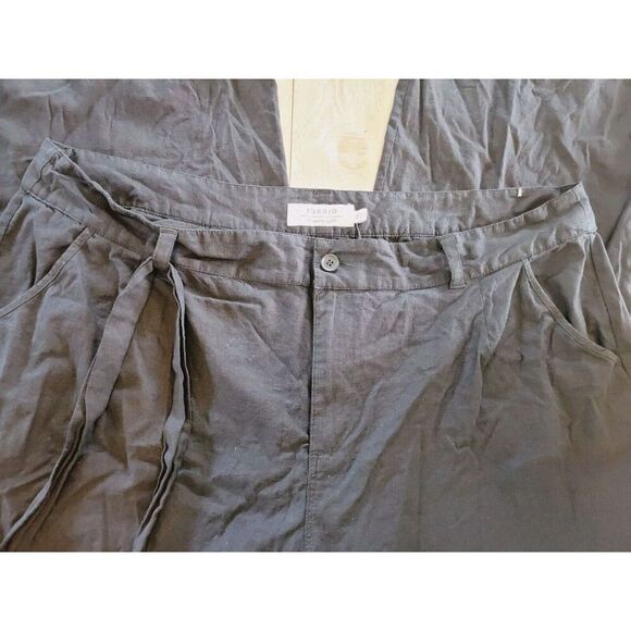 Torrid 24 Pants Black Linen Blend Wide Leg High Rise With Belt SZ 3X NWT RV $66 - Picture 5 of 10